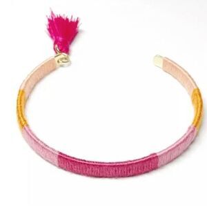 Inc Gold-Tone Tassel Charm Color-Block Thread-Wrapped Bracelet New
